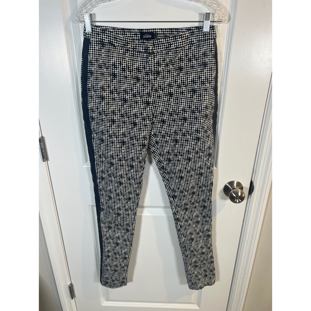 Kate Spade Saturday Womens Ankle Pants‎ Geometric Polka Dot Black Size 8